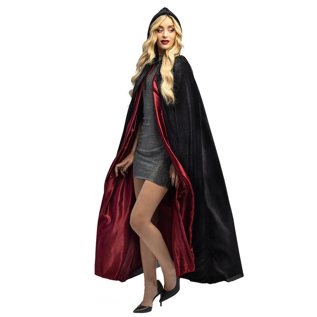 Halloween Cape Zwart Rood Creature Of The Night van Boland koop je bij Partywinkel