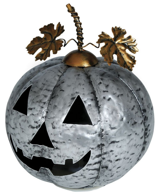 Halloween Decoratie Zilver Pompoen Met Licht 16cm - Partywinkel - 8434077249598