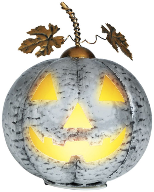 Halloween Decoratie Zilver Pompoen Met Licht 16cm - Partywinkel - 8434077249598