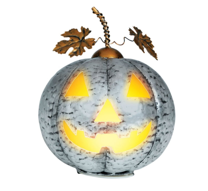 Halloween Decoratie Zilver Pompoen Met Licht 16cm - Partywinkel - 8434077249598