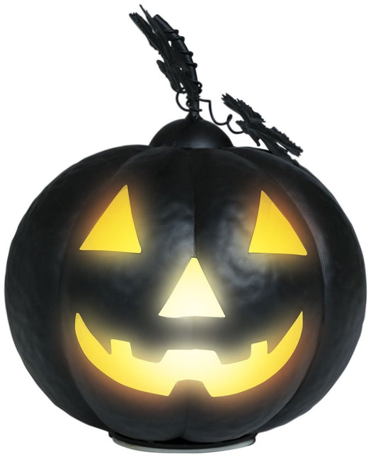 Halloween Decoratie Zwart Pompoen Met Licht 16cm - Partywinkel - 8434077249581
