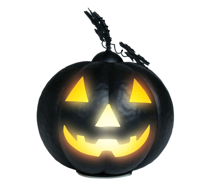 Halloween Decoratie Zwart Pompoen Met Licht 16cm - Partywinkel - 8434077249581