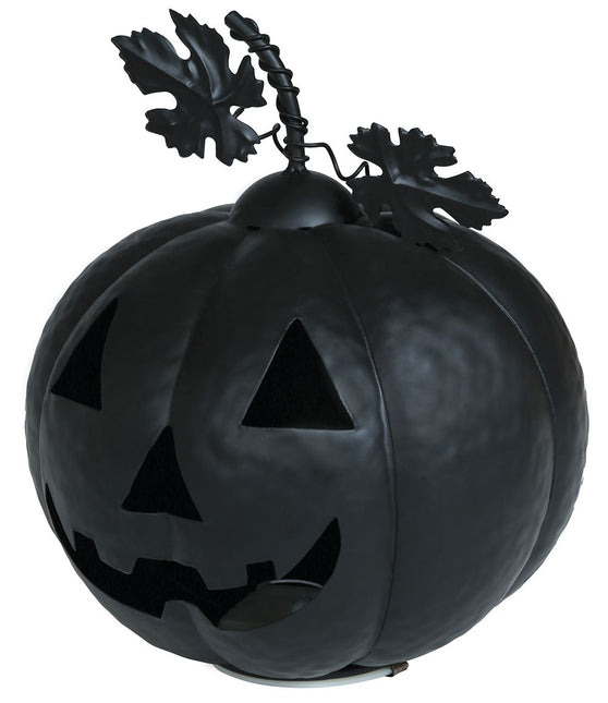 Halloween Decoratie Zwart Pompoen Met Licht 16cm - Partywinkel - 8434077249581