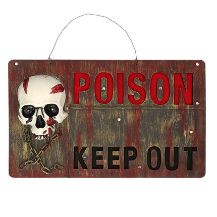 Halloween Deurbord Poison Keep Out 50cm van Boland koop je bij Partywinkel