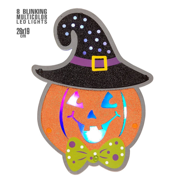 Halloween Deurbord Pompoen Met Licht van Widmann koop je bij Partywinkel