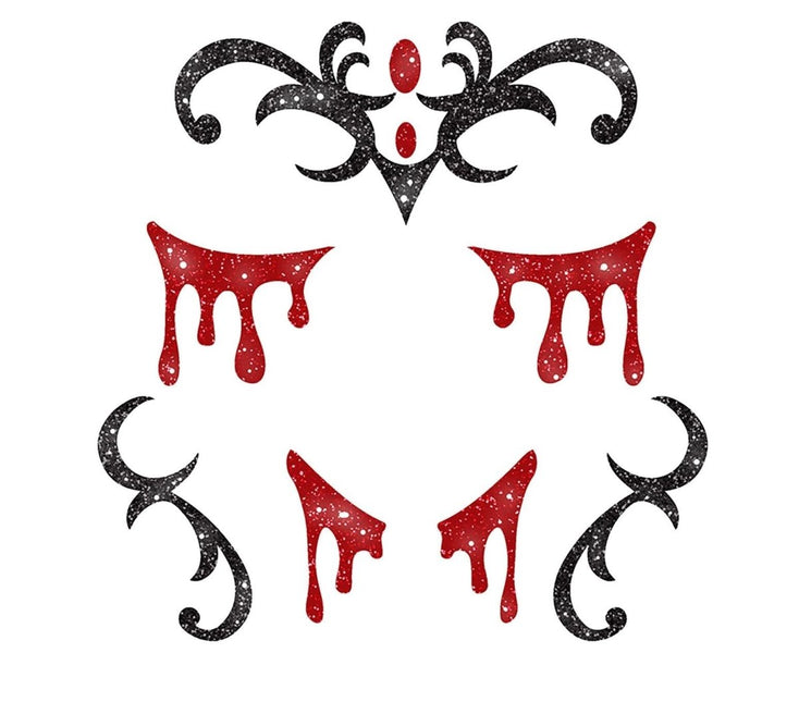 Halloween Gezicht Stickers Vampier Glitter 20cm van Fiestas Guirca koop je bij Partywinkel