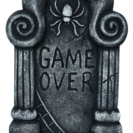 Halloween Grafsteen Grijs Game Over 42cm van Fiestas Guirca koop je bij Partywinkel