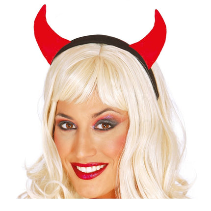 Halloween Haarband Duivelhoorntjes Van Stof van Fiestas Guirca koop je bij Partywinkel