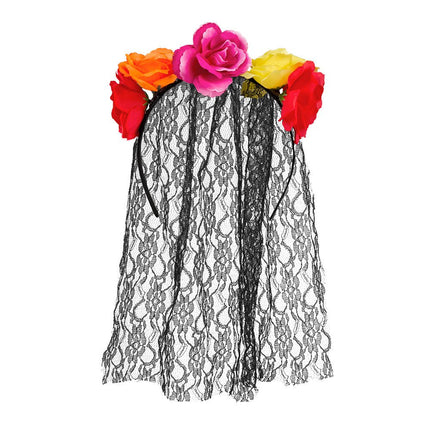 Halloween Haarband Sluier Bloemen van Boland koop je bij Partywinkel