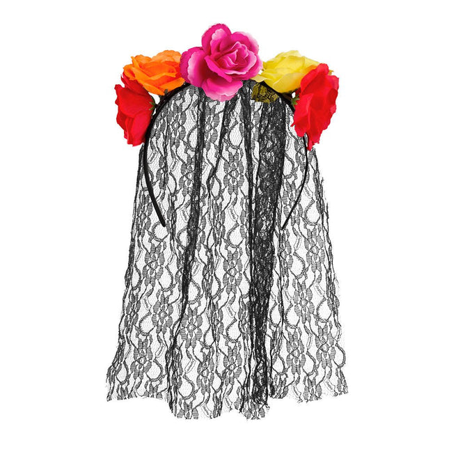 Halloween Haarband Sluier Bloemen van Boland koop je bij Partywinkel