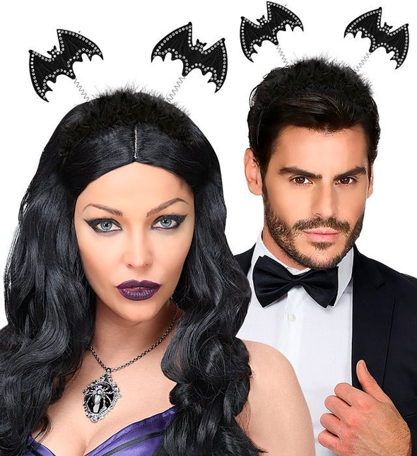 Halloween Haarband Vleermuis Zwart Strass van Widmann koop je bij Partywinkel