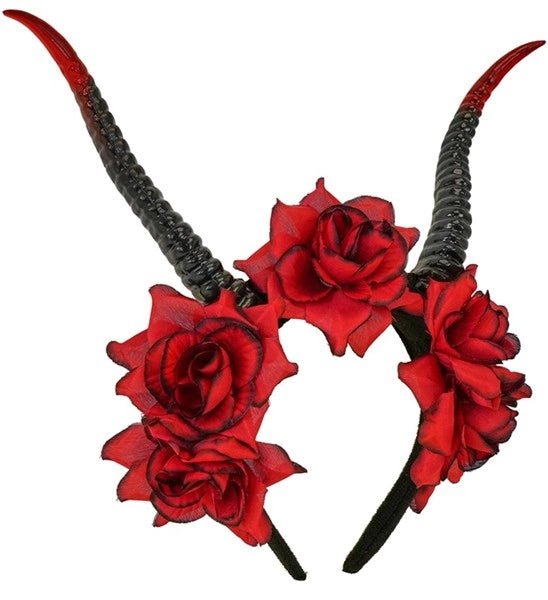 Halloween Haarband Zwart Rood Duivel Bloem van Widmann koop je bij Partywinkel