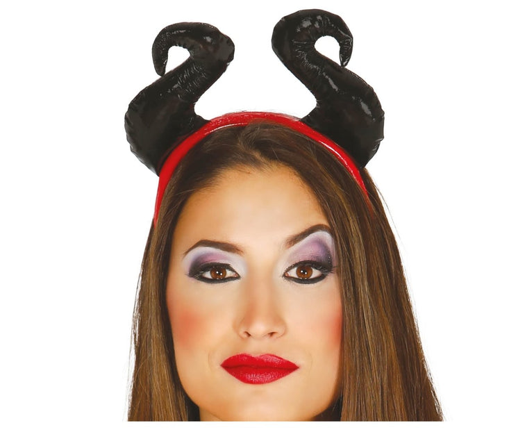 Halloween Haarband Zwarte Hoorns van Fiestas Guirca koop je bij Partywinkel