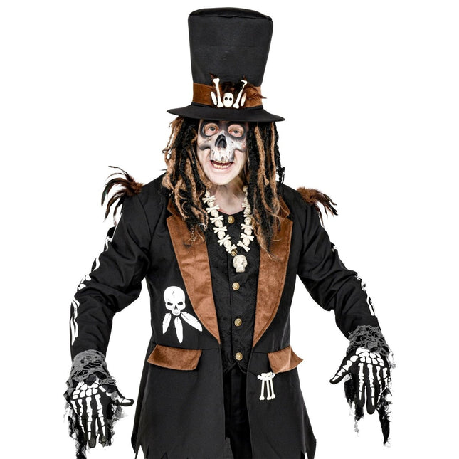 Halloween Handschoenen Wit Zwart Skelet van Widmann koop je bij Partywinkel