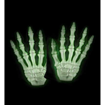 Halloween Handschoenen Zwart Wit Skelet van Widmann koop je bij Partywinkel