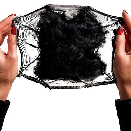 Halloween Hangdecoratie Zwart Spinnenweb 60gr van Fiestas Guirca koop je bij Partywinkel