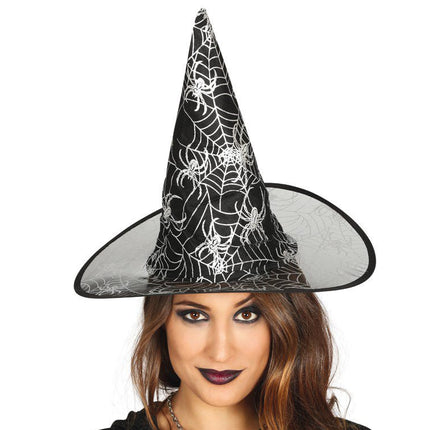 Halloween Heksenhoed Spinnenweb Zwart van Fiestas Guirca koop je bij Partywinkel