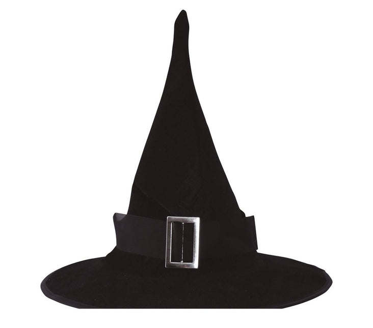 Halloween Heksenhoed Zwart Fluweel van Fiestas Guirca koop je bij Partywinkel