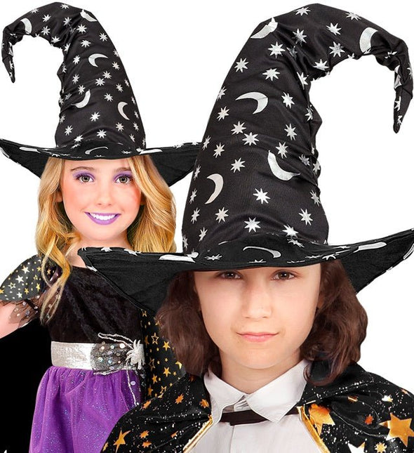 Halloween Heksenhoed Zwart Maan En Sterren van Widmann koop je bij Partywinkel