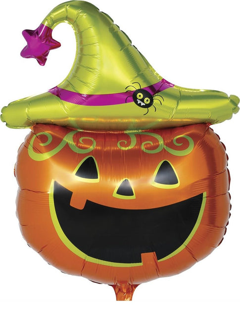 Halloween Helium Ballon Groen Oranje Pompoen Leeg 70cm van Fiestas Guirca koop je bij Partywinkel