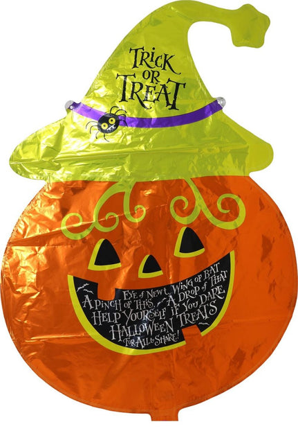 Halloween Helium Ballon Groen Oranje Pompoen Leeg 70cm van Fiestas Guirca koop je bij Partywinkel