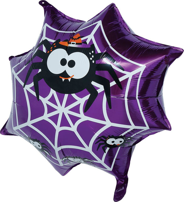 Halloween Helium Ballon Paars Spinnenweb Leeg 60cm van Fiestas Guirca koop je bij Partywinkel