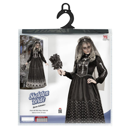 Halloween Jurk Dames Bruid Skelet van Widmann koop je bij Partywinkel