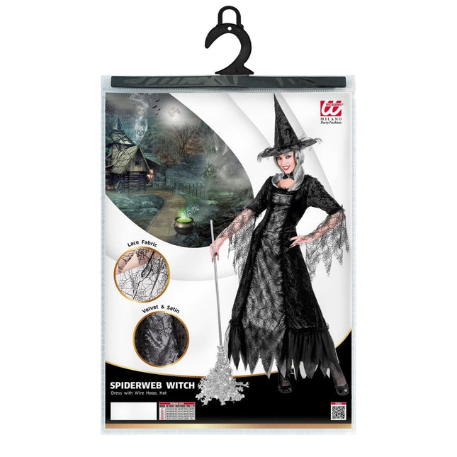 Halloween Jurk Dames Heks Spinnenweb van Widmann koop je bij Partywinkel