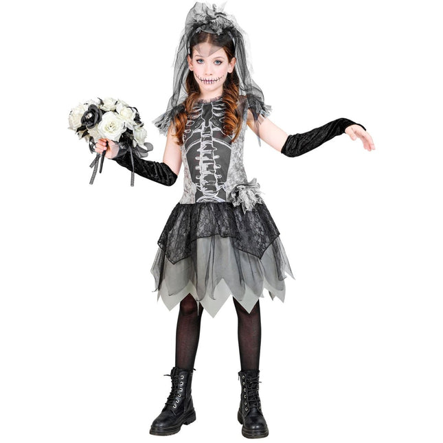 Halloween Jurk Meisje Skelet Bruidje van Widmann koop je bij Partywinkel
