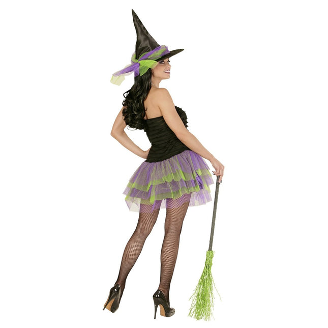Halloween Jurk Paars Groen Dames Skelet van Widmann koop je bij Partywinkel