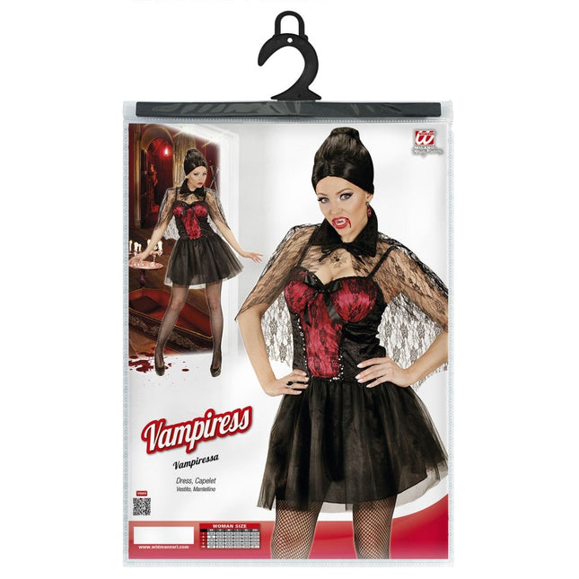 Halloween Jurk Rood Zwart Dames Vamoier Kort van Widmann koop je bij Partywinkel