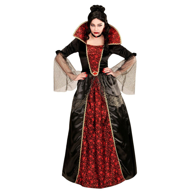 Halloween Jurk Rood Zwart Dames Vampier van Widmann koop je bij Partywinkel
