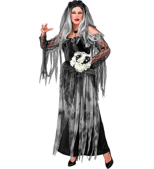 Halloween Jurk Zwart Bruid 2 delig van Widmann koop je bij Partywinkel