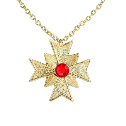 Halloween Ketting Goud Met Rode Edelsteen van Widmann koop je bij Partywinkel