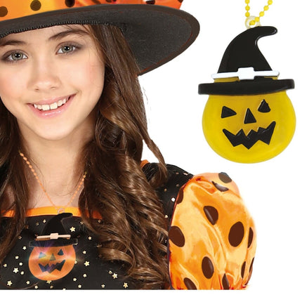 Halloween Ketting Pompoen Met Licht 5cm - Partywinkel - 8434077190593