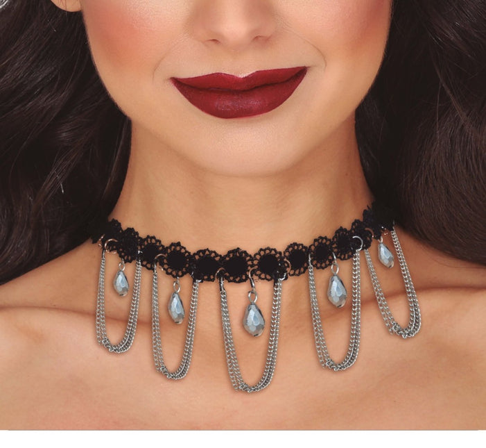 Halloween Ketting Zilver Choker - Partywinkel - 8434077268216