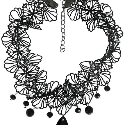 Halloween Ketting Zwart Choker Steen - Partywinkel - 8434077268209