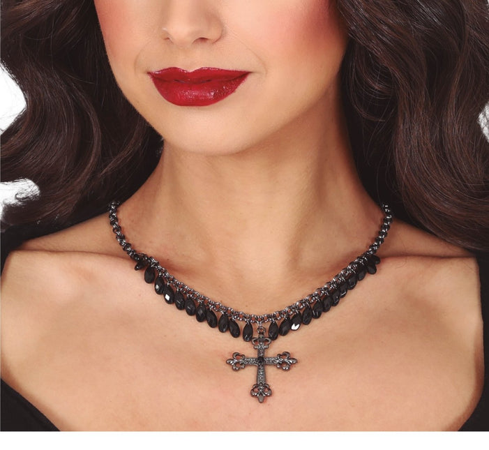 Halloween Ketting Zwart Kruis - Partywinkel - 8434077249505