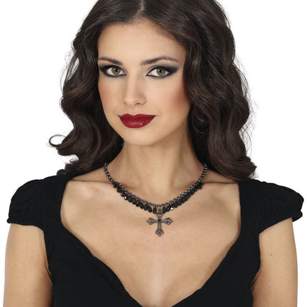 Halloween Ketting Zwart Kruis - Partywinkel - 8434077249505