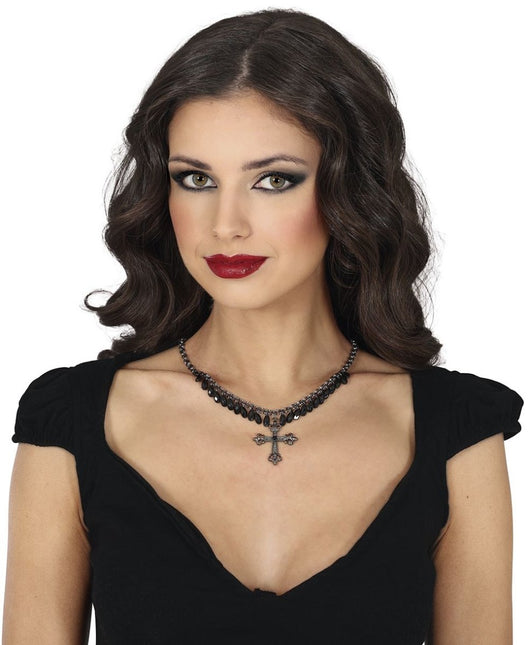 Halloween Ketting Zwart Kruis - Partywinkel - 8434077249505
