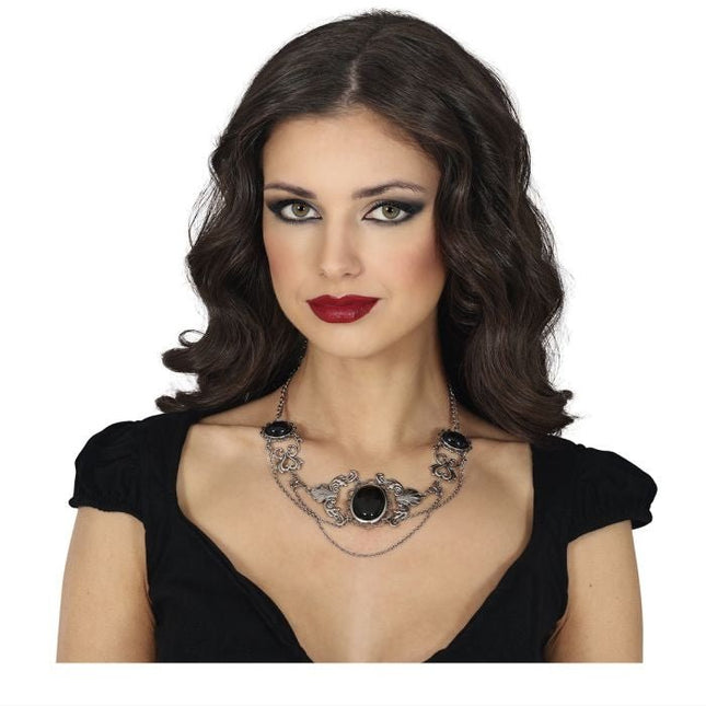 Halloween Ketting Zwart Stenen - Partywinkel - 8434077249468