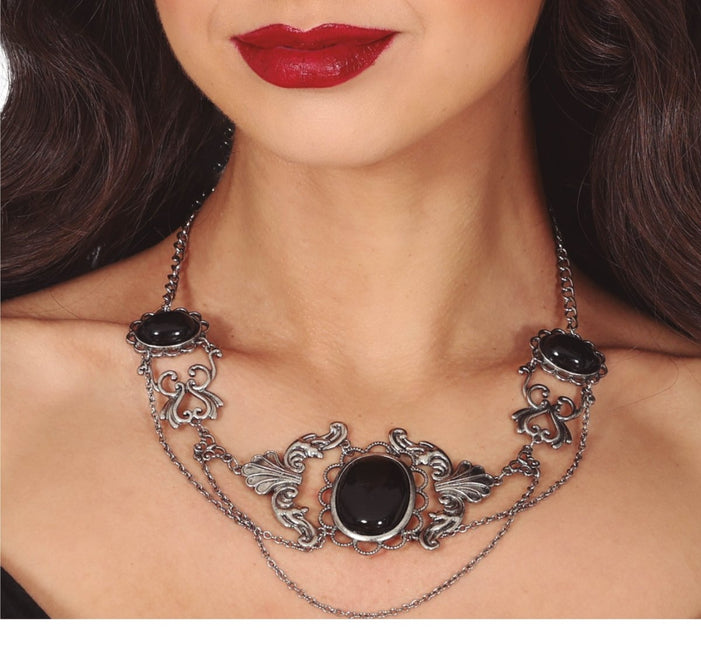 Halloween Ketting Zwart Stenen - Partywinkel - 8434077249468