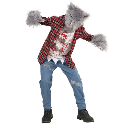 Halloween Kostuum Rood Blauw Kind Weerwolf van Widmann koop je bij Partywinkel