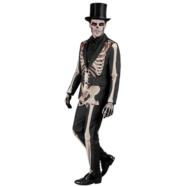Halloween Kostuum Wit Zwart Heren Skelet 2 delig van Widmann koop je bij Partywinkel