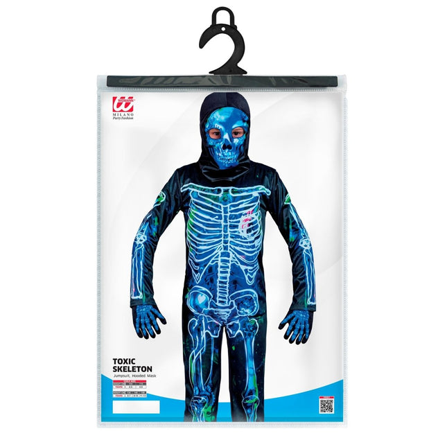 Halloween Kostuum Zwart Blauw Kind Skelet 2 delig van Widmann koop je bij Partywinkel