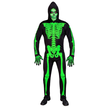 Halloween Kostuum Zwart Groen Heren Skelet 2 delig van Widmann koop je bij Partywinkel