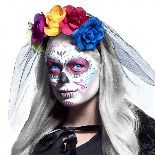 Halloween Maandlenzen Uv Flash Blauw van Boland koop je bij Partywinkel