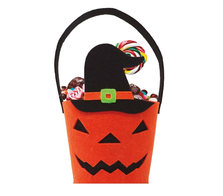 Halloween Mandje Pompoen Heksenhoed 25cm van Fiestas Guirca koop je bij Partywinkel