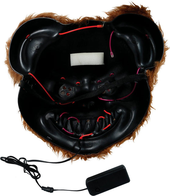 Halloween Masker Bruin Beer Met Licht van Fiestas Guirca koop je bij Partywinkel