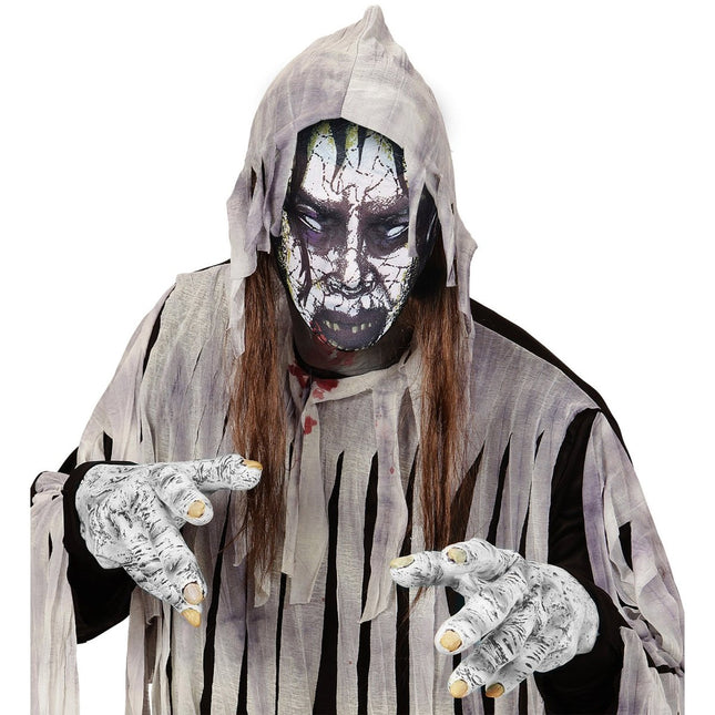 Halloween Masker Grijs Zombie Stof van Widmann koop je bij Partywinkel